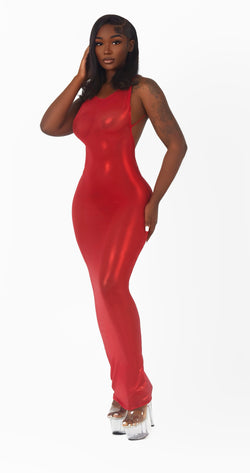 FIRE RED LIQUID DRESS